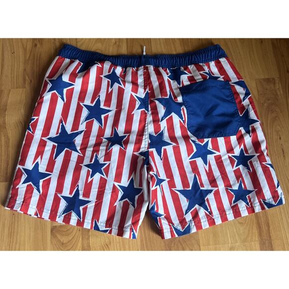 Mad Engine Men's Star Print Striped Americana Swim Shorts Patriotic Men’s XL NWT - Picture 2 of 6